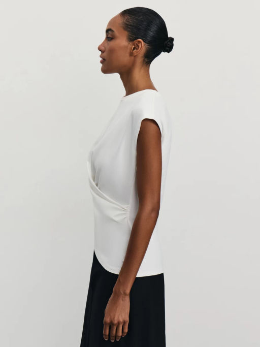 Футболка из хлопка с запахом / Zarina  фото 3