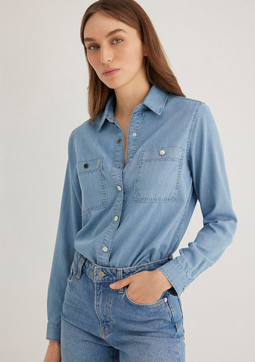 Betty Gold Ac?k Mavi Jean Gomlek  фото 2