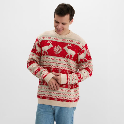 Свитер вязаный новогодний KAFTAN Scandinavia, размер 48, красный