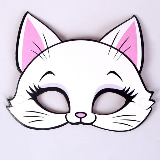 УЦЕНКА Набор бумажной посуды c масками «Кошечка», 6 тарелок, 6 стаканов, 6 масок