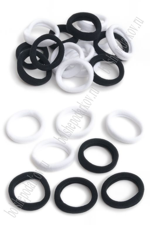 Резинки бесшовные для волос "Premium" 4 см (80 шт) SF-7051, белый/черный №1/2