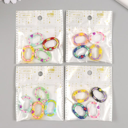 Цена за 4 шт. Карабин металл Овал. Сердечко и горошины МИКС 2,7х2 см - Арт узор фото 5