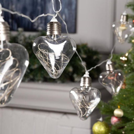 Гирлянда Нить 3 м с насадками Лампочки сердца, IP20, прозрачная нить, 80 LED, свечение белое, 8 режимов, 220 В - Luazon lighting фото 2