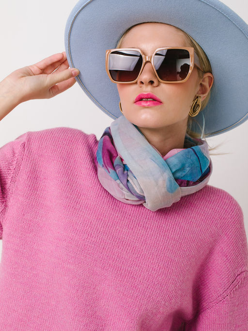 Большой, мягкий, тонкий и очень нежный двусторонний палантин с рисунком в стиле арт-деко - Tantino фото 7