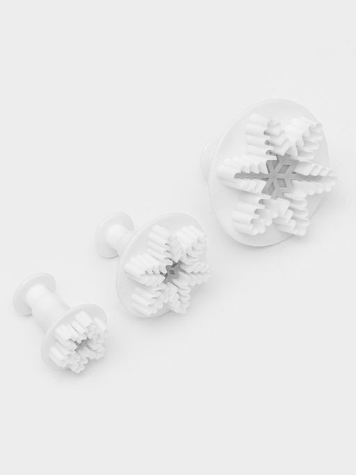 Цена за 2 шт. Плунжеры кондитерские новогодние Доляна Снег, набор 3 шт.: d=6.5, d=5, d=3.5 см, пластик, белые