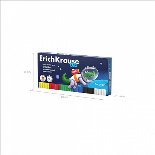АКЦИЯ Цена за 1 шт. Пластилин классический ErichKrause Kids Space Animals 6 цветов со стеком, 108 г (в коробке 6 шт)  фото 6