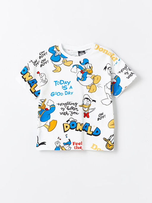 Bisiklet Yaka Donald Duck Bask?l? Erkek Bebek Ti??rt ve ?ort 2li Tak?m - Waikiki фото 2