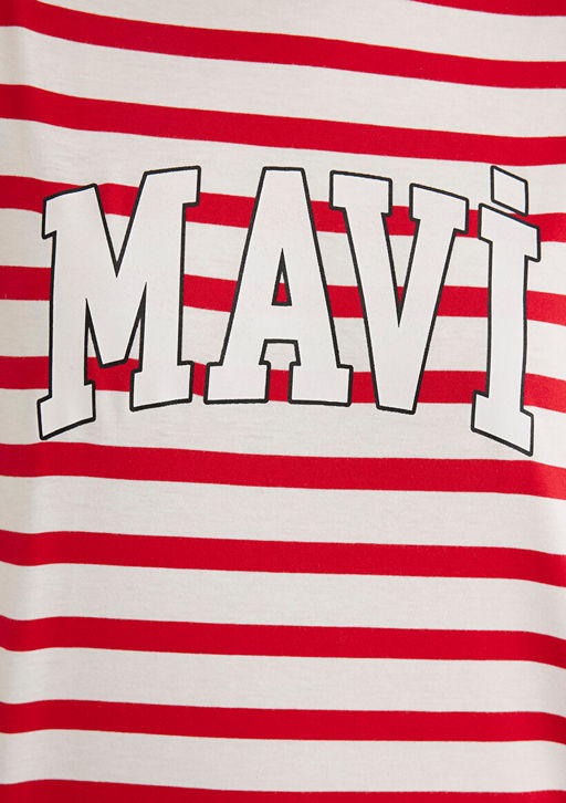 Mavi Logo Bask?l? K?rm?z? Cizgili Tisort  фото 6