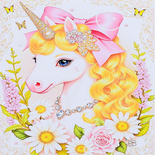 Мозаика алмазная "Единорожка в цветах"20*20 см.