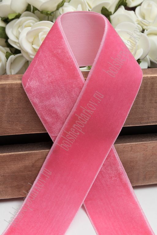 Лента бархатная 3,8 см*10 ярд (SF-5814) ярко-розовый №41