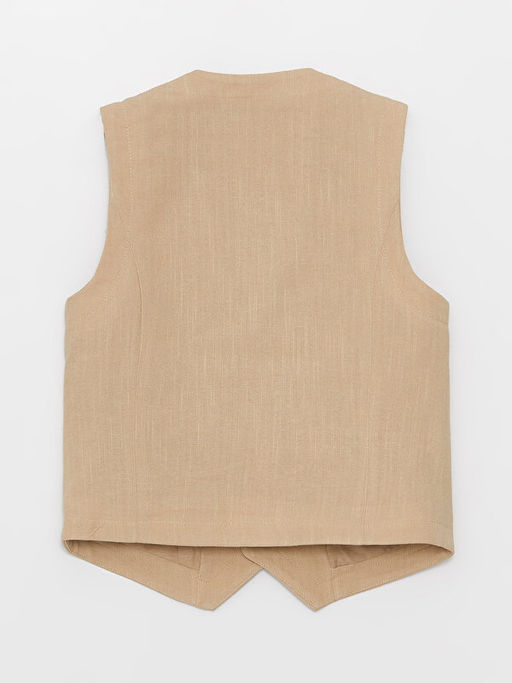 V Yaka Keten Kar???ml? Erkek ?ocuk Yelek - Waikiki фото 2