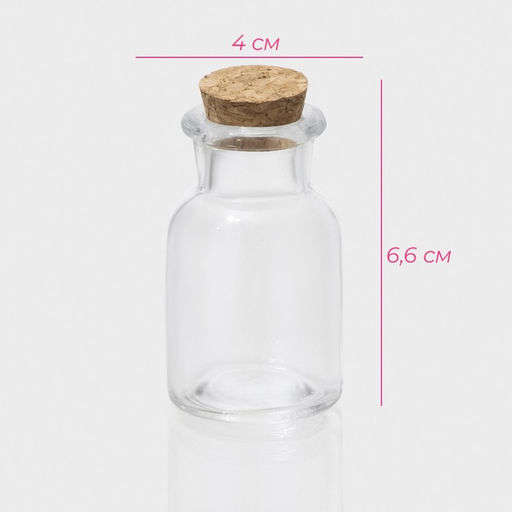 Цена за 12 шт. Банка для сыпучих Доляна «Парфе», 40 мл, 4×6.6 см, с пробковой крышкой, стекло, прозрачная