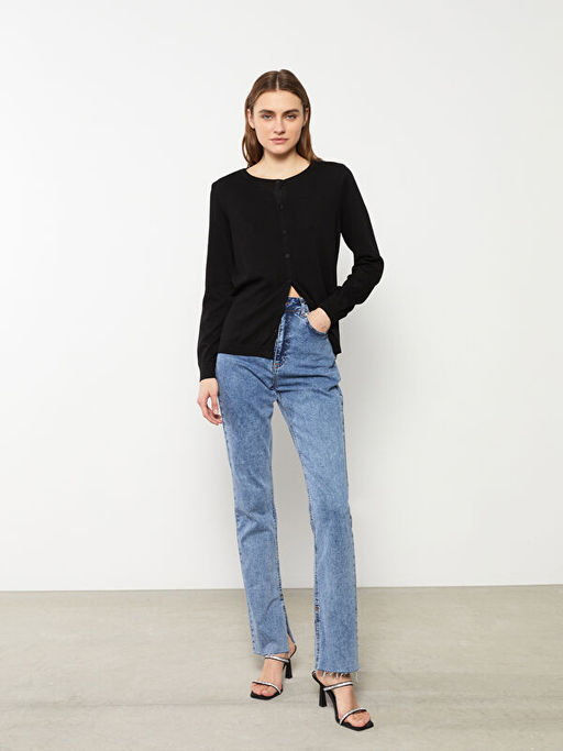 Bisiklet Yaka D?z Uzun Kollu Kad?n Triko H?rka