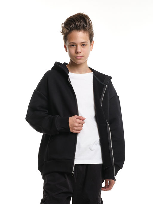 Зипка толстовка для мальчика с шевроном 22-0430 черный