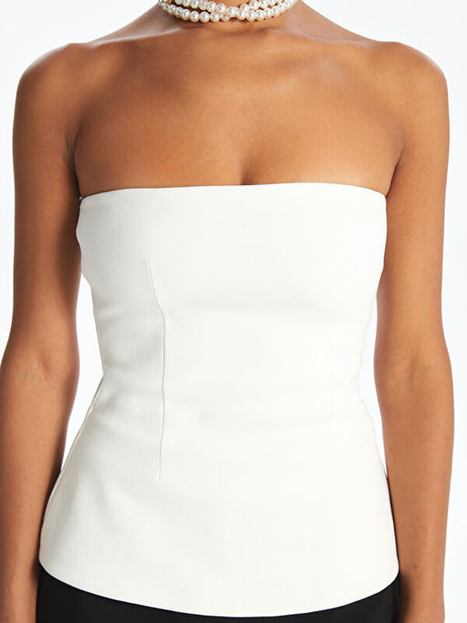 Straplez Yaka Peplum Bluz