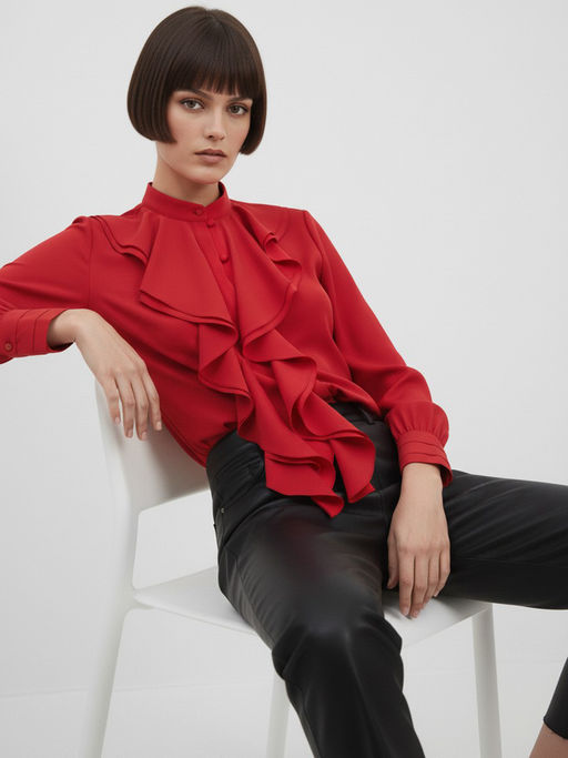 Блузка с отлетными рюшами OD-914-4 красный