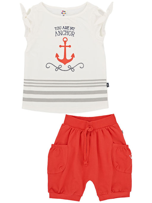 Комплект для девочки с шортами UD 3338/0475 коралловый - Mini maxi фото 4