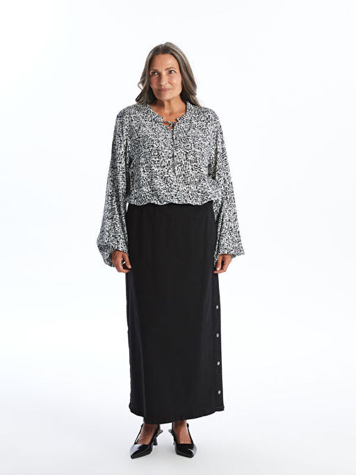 Ba?lamal? Yaka Desenli Kad?n Bluz