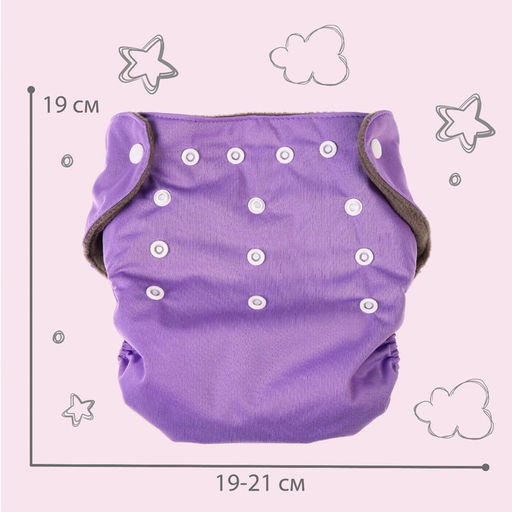 Трусики-подгузник, многоразовый, угольно-бамбуковая ткань, цвет фиолетовый, от 0-36 мес. - Крошка я фото 4