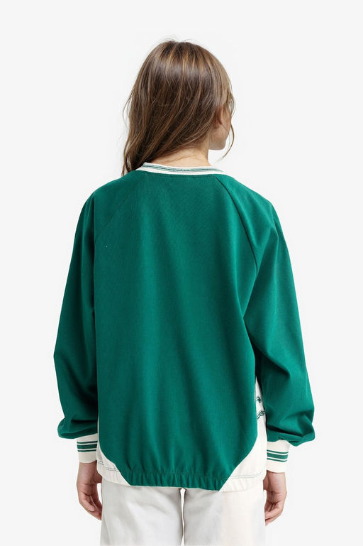 %100 Pamuk Oversize Geni_ Kal_p V Yaka Bask_l_ Okul Sweatshirt K_z _ocuk - Defacto фото 5