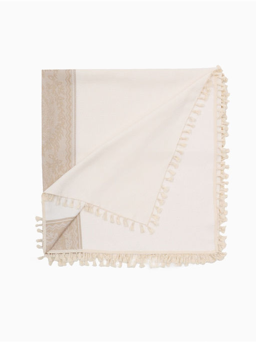 Скатерть «Этель», бежевая, с орнаментом, 140×140 см