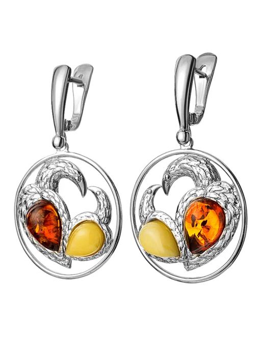 Эффектные серьги из серебра и янтаря двух цветов Лирика - Амберхолл фото 4