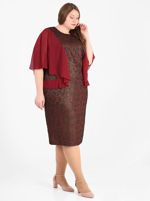 Платье бордовое праздничное корректирующее фигуру