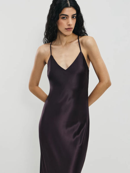 Атласное платье миди на бретелях / Zarina