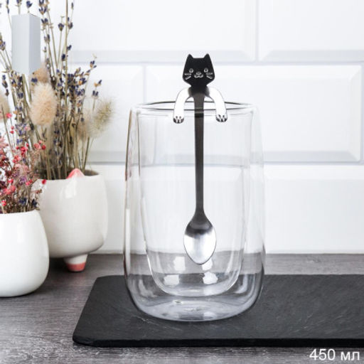 Стакан 450 мл с двойными стенками с ложкой / LCWB5753 /уп 80/