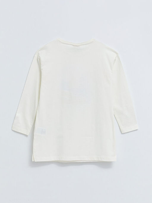 Bisiklet Yaka Bask?l? Pul ??lemeli Uzun Kollu Pamuklu K?z ?ocuk Tunik - Waikiki фото 2