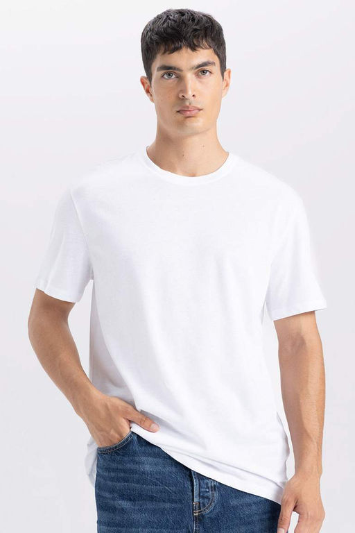 New Regular Fit Bisiklet Yaka Basic Duz K?sa Kollu Tisort - Defacto фото 2