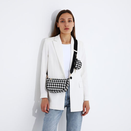 Сумка кросс-боди на молнии, цвет чёрный/белый - Nazamok фото 11