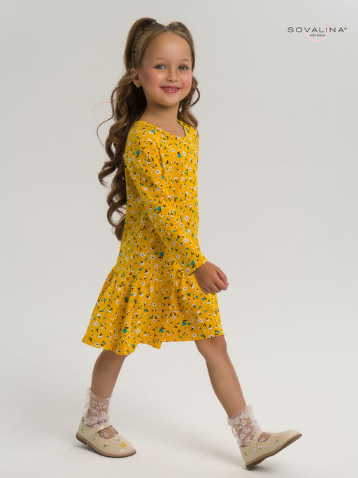 Платье Алиса дл/р цветы на горчице - Sovalina фото 16