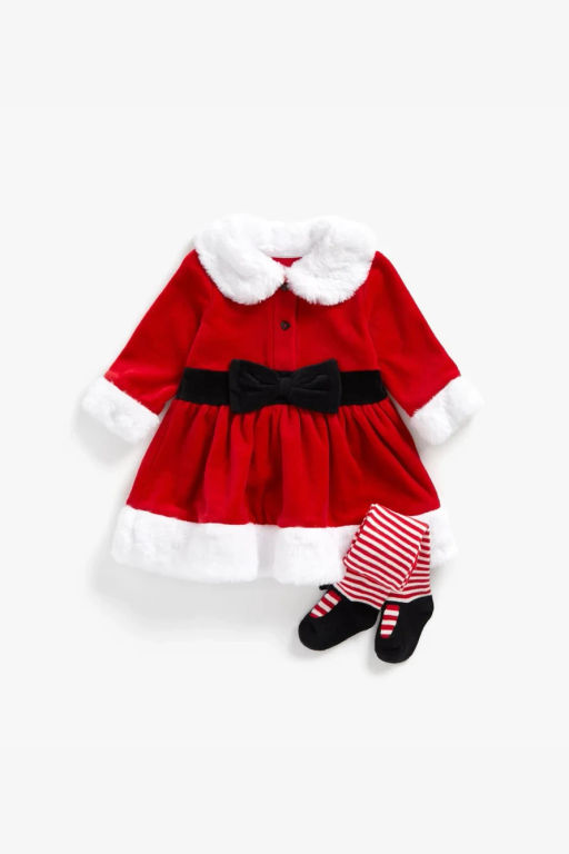 mothercare / Комплект: колготы, платье Новый год  фото 2