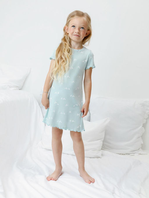 К 1180/голубой опал,мини зайчики сорочка ночная для дев