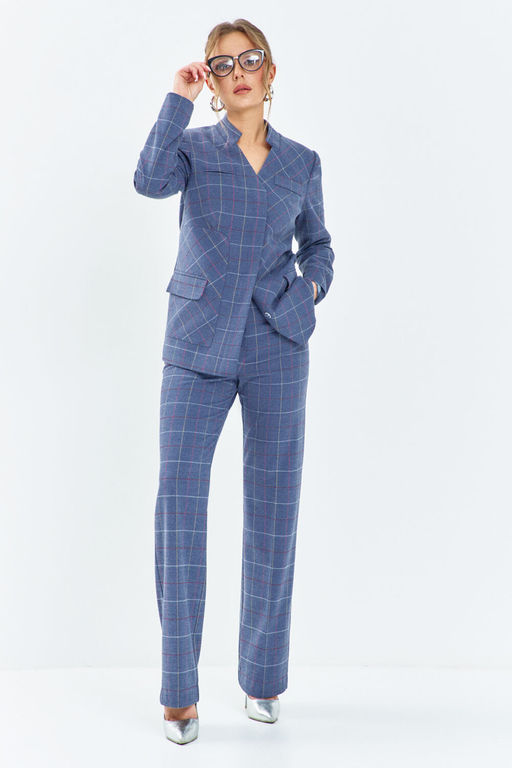Костюм Euro Moda 647 голубая клетка
