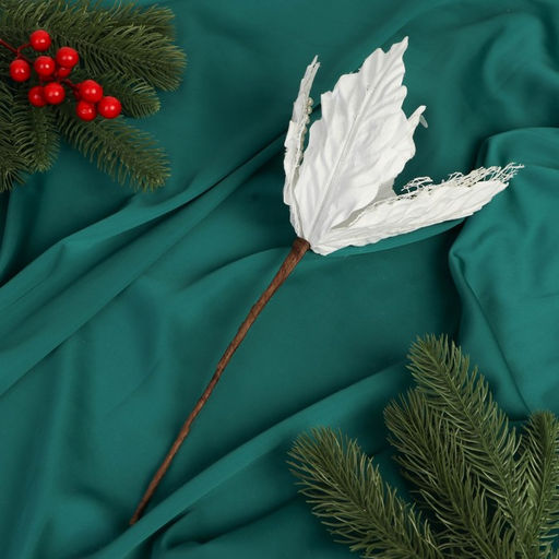 Декор «Зимний цветок», сеточка бусинки, 24×15 см, белый