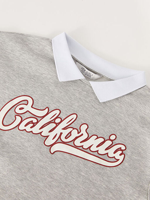 G?mlek Yaka Bask?l? Uzun Kollu K?z ?ocuk Sweatshirt - Waikiki фото 3