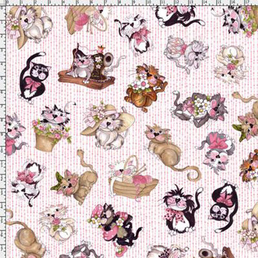 Ткань для пэчворка PEPPY FANCY CATS ФАСОВКА 50 x 55 см 1495 г/кв.м 100% хлопок 691-949 PINK