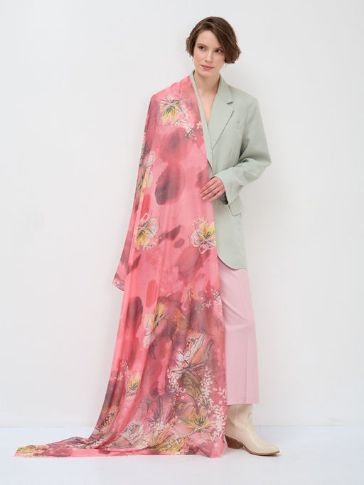 Большой красивый палантин. Рисунок нанесен вручную.ШЕЛК ВИСКОЗА ХЛОПОК - Tantino фото 2