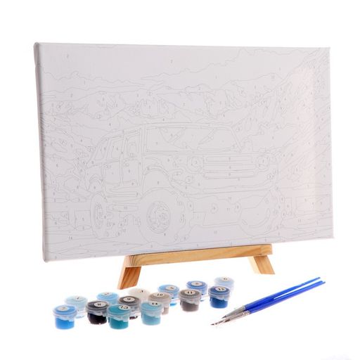 Картина по номерам на холсте с подрамником Внедорожник в горах 20х30 см - Школа талантов фото 3