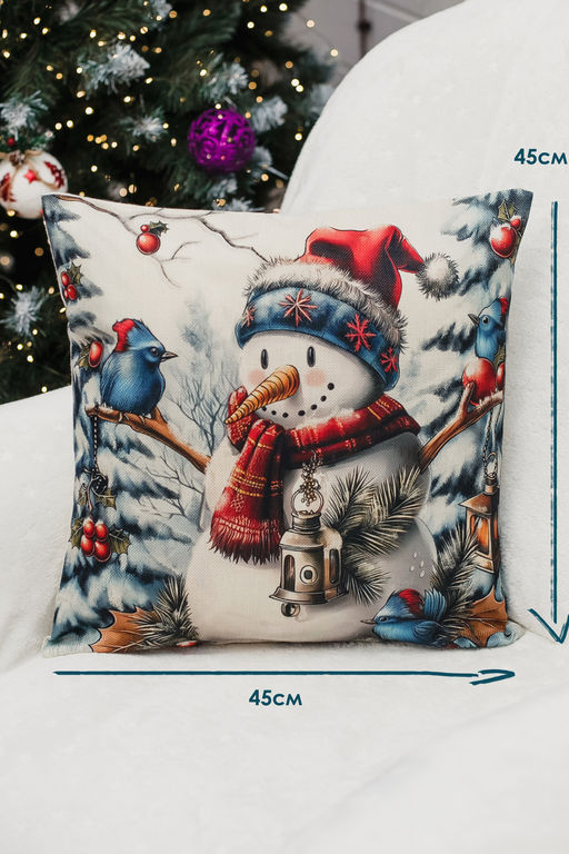 Наволочка декоративная новогодняя 2 шт рогожка