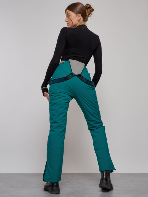 Полукомбинезон утепленный женский зимний горнолыжный зеленого цвета 526Z - Chunmai фото 15