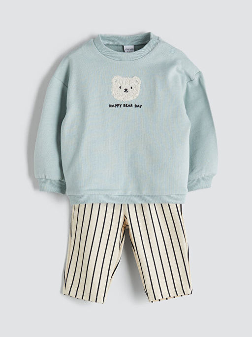 Bisiklet Yaka Erkek Bebek Sweatshirt ve E?ofman Alt 2li