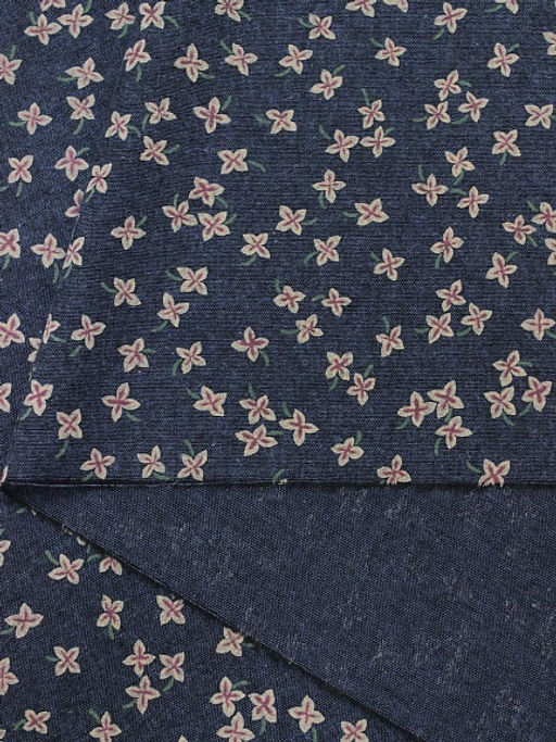 Плательный хлопок Россыпь четырехлистников на джинсово-синем меланже, ш.1.55м, хл-90%, вискоза-10% - Купава фото 3