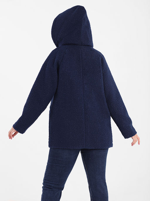 Кардиган темно-синий на молнии с капюшоном - Almond фото 5