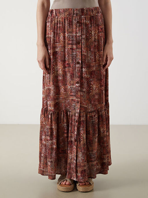 Beli Lastikli ?i?ekli A Kesim Etek