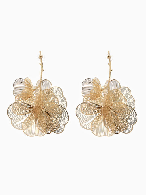 Серьги металл «Цветок» веточка, цвет золото