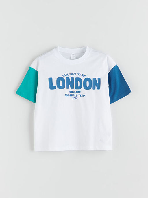 Bisiklet Yaka London Bask?l? Erkek ?ocuk Ti??rt