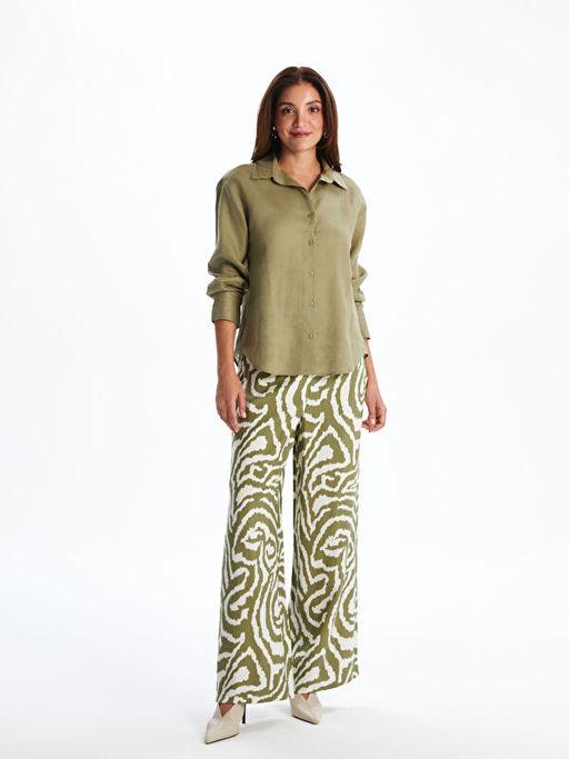 Beli Lastikli Desenli Kad?n Pantolon